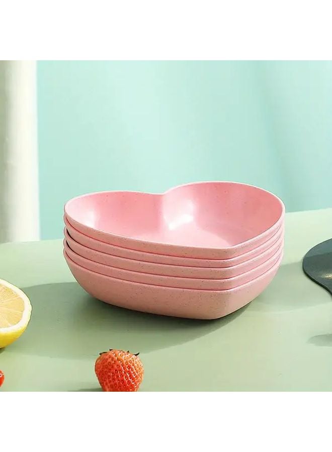 Green Heart Shaped Snack Fruit Plate Set 5pcs Durable Plastic for Desserts Cakes Pickles - Image 5